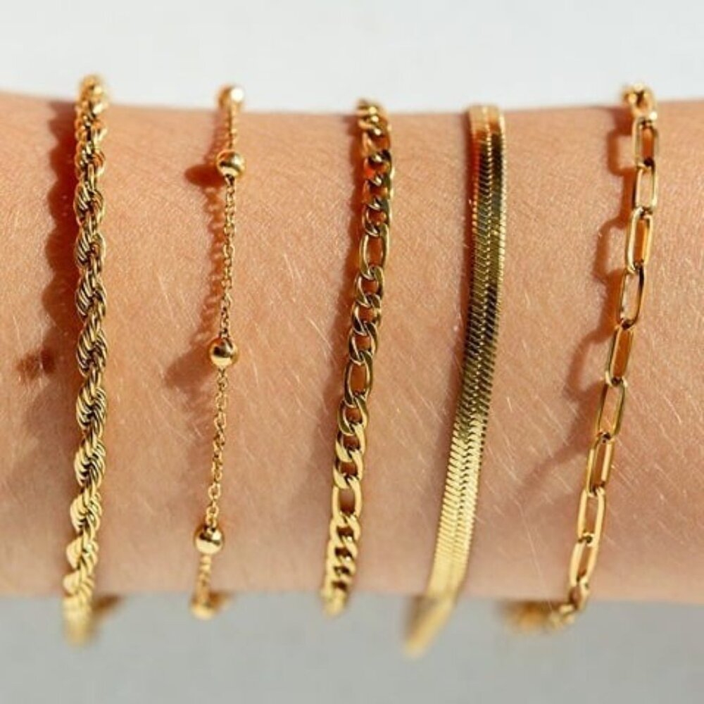 YOU PICK 2! Waterproof Gold chain Bracelets stack tarnish free gold chain pretty